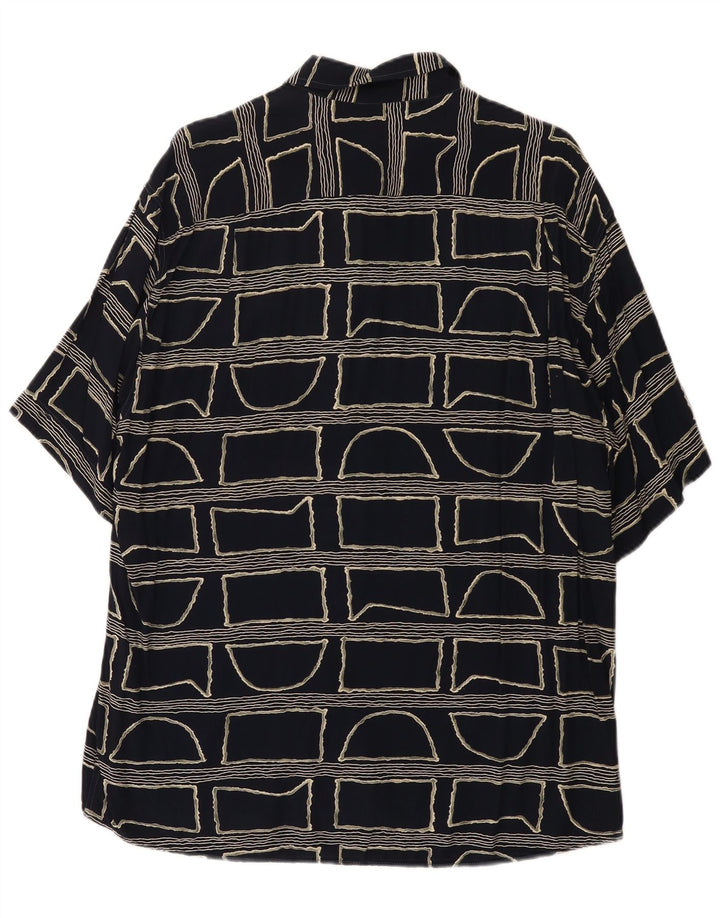 Camicia vintage da uomo a maniche corte grande nera geometrica
