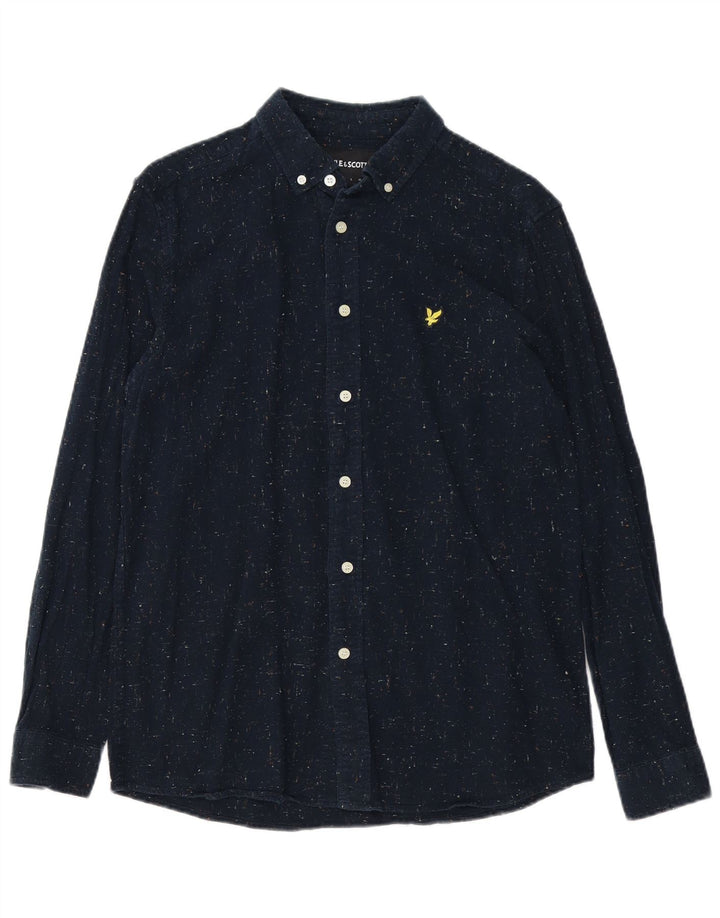 Camicia da uomo LYLE & SCOTT in cotone screziato blu navy medio