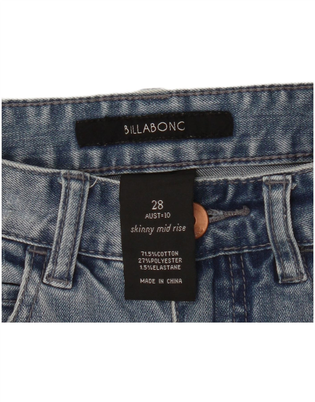 Jeans skinny da donna a vita media BILLABONG W28 L29 cotone blu