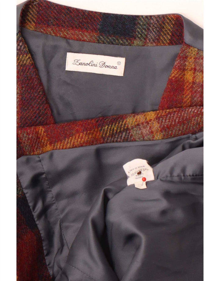 Gilet da donna vintage IT 46 grande scozzese rosso in lana