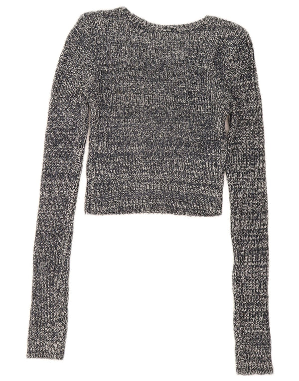 Maglione maglione con scollo a barca da donna Abercrombie & Fitch UK 10 piccolo grigio