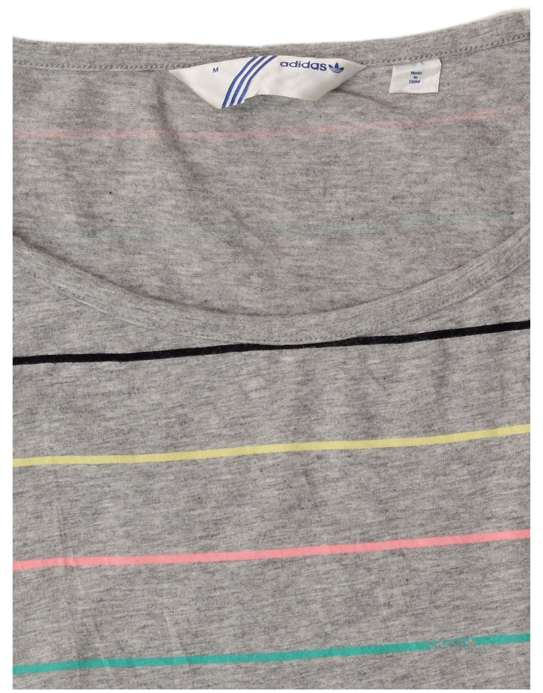 Abito T-shirt da donna ADIDAS UK 14 Cotone a righe grigio medio