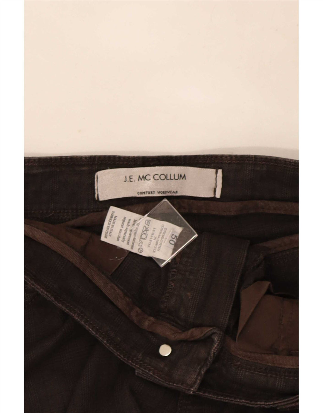 Pantaloni casual da uomo J.E. Mc Collum IT 50 Large W36 L32 Marrone a quadri