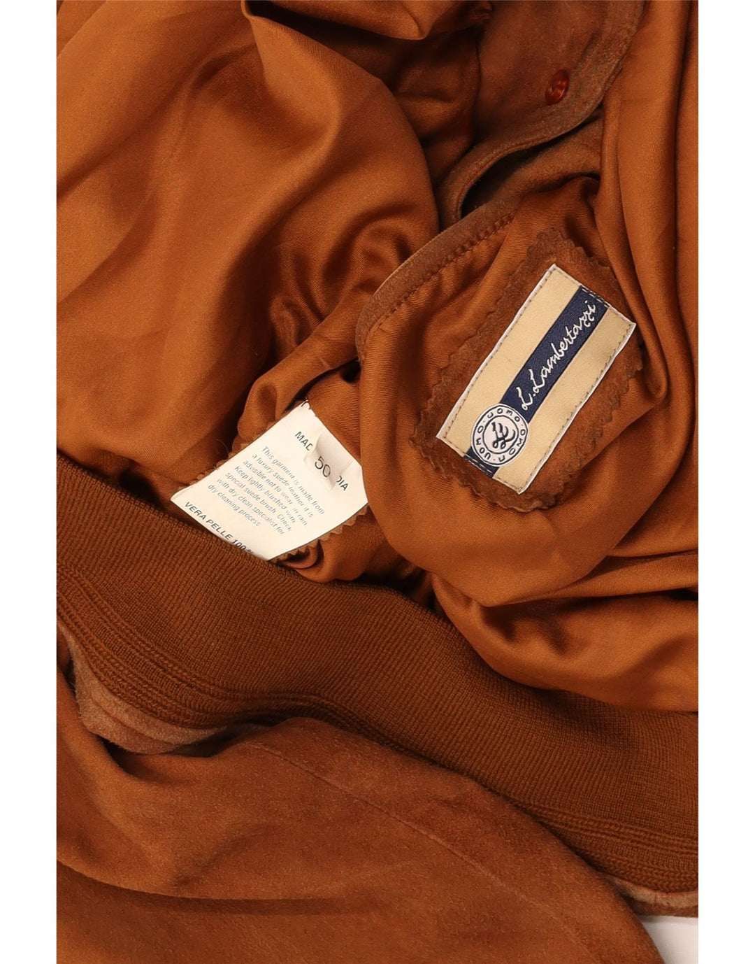 L.LAMBERTAZZI Giubbotto Bomber Uomo in Pelle Scamosciata IT 50 Large in Pelle Marrone