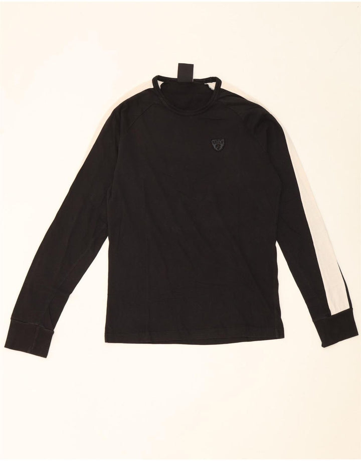 Datch Top da uomo a maniche lunghe in cotone color block medio nero