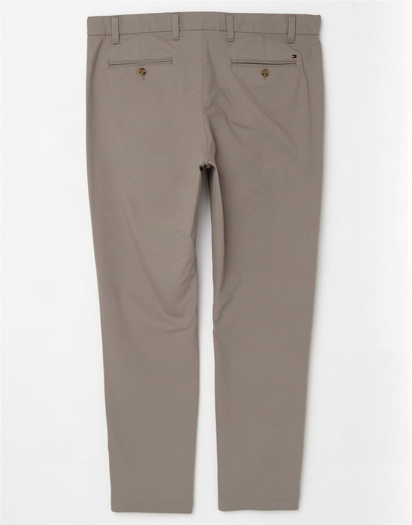 Pantaloni chino dritti da uomo Tommy Hilfiger W42 L32 cotone grigio