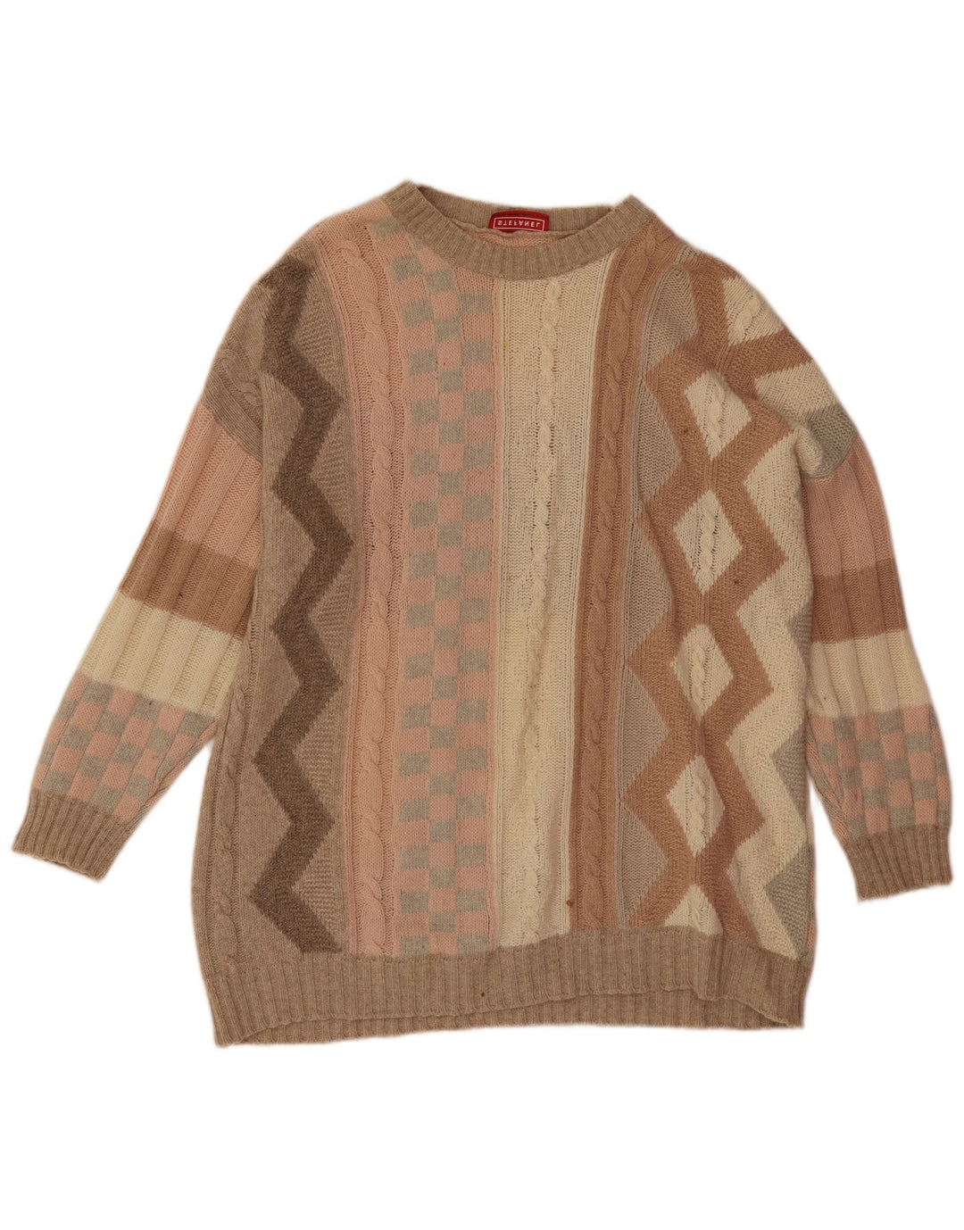Stefanel Maglione da uomo con scollo a barca 2XL multicolore geometrico