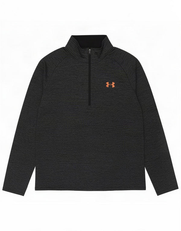 Under Armour - Tuta da uomo pullover con zip e collo, top grande, grigio screziato