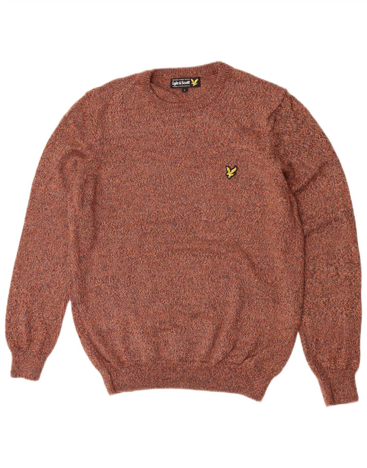 Lyle & Scott Uomo Maglione Girocollo Maglione Grande Lana Maculata Marrone