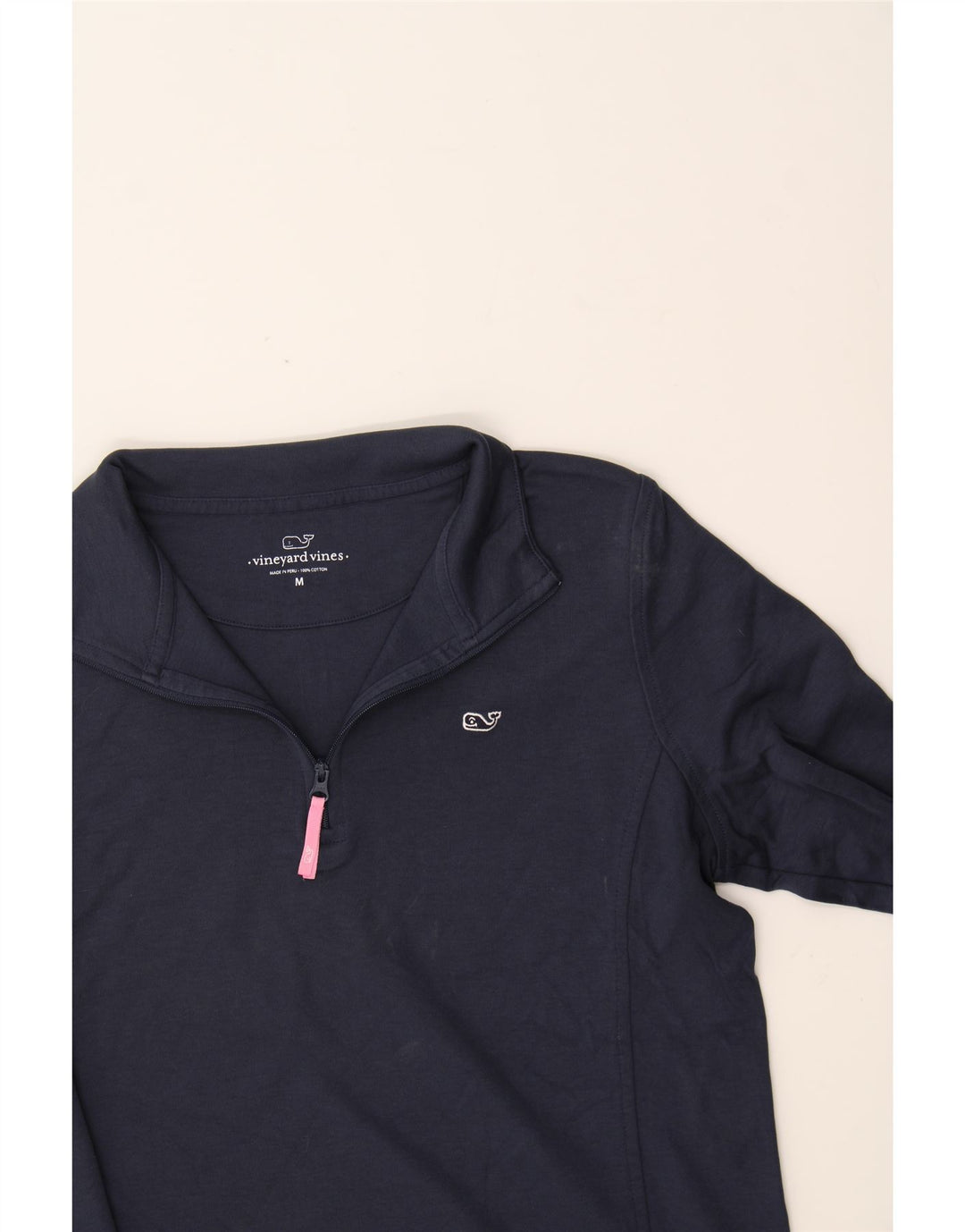 VINEYARD VINES Womens Zip Neck Sweatshirt Jumper UK 14 Medium Navy Blue Vintage Vineyard Vines and Second-Hand Vineyard Vines from Messina Hembry 
