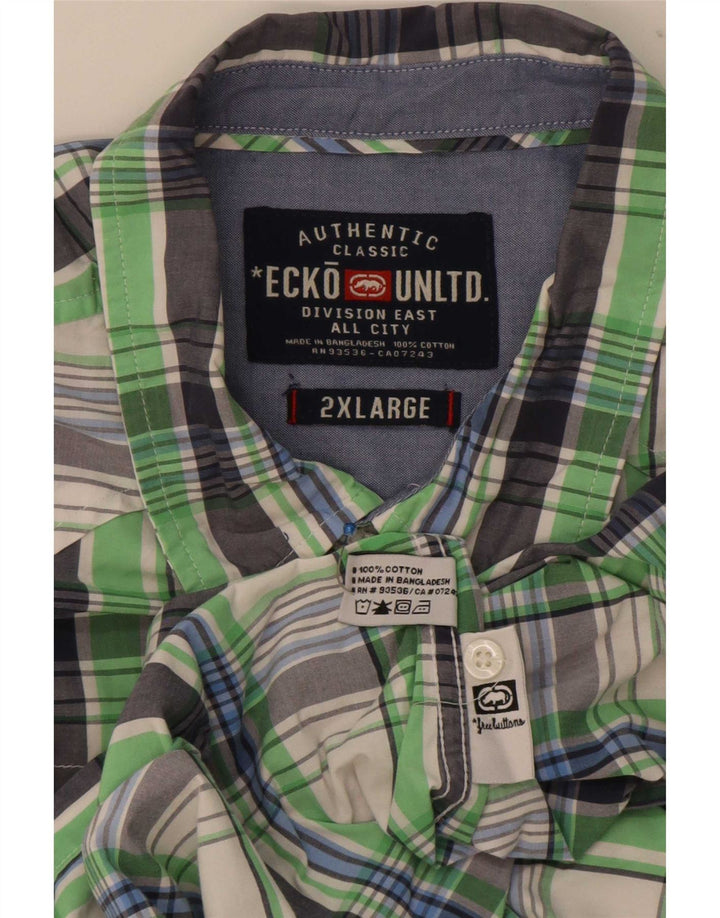 Camicia a maniche corte da uomo Ecko Unlimited 2XL cotone a quadri verde