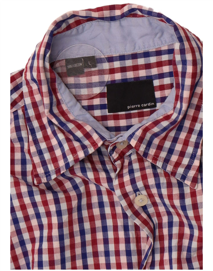 Camicia da uomo Pierre Cardin grande in cotone a quadretti rossi