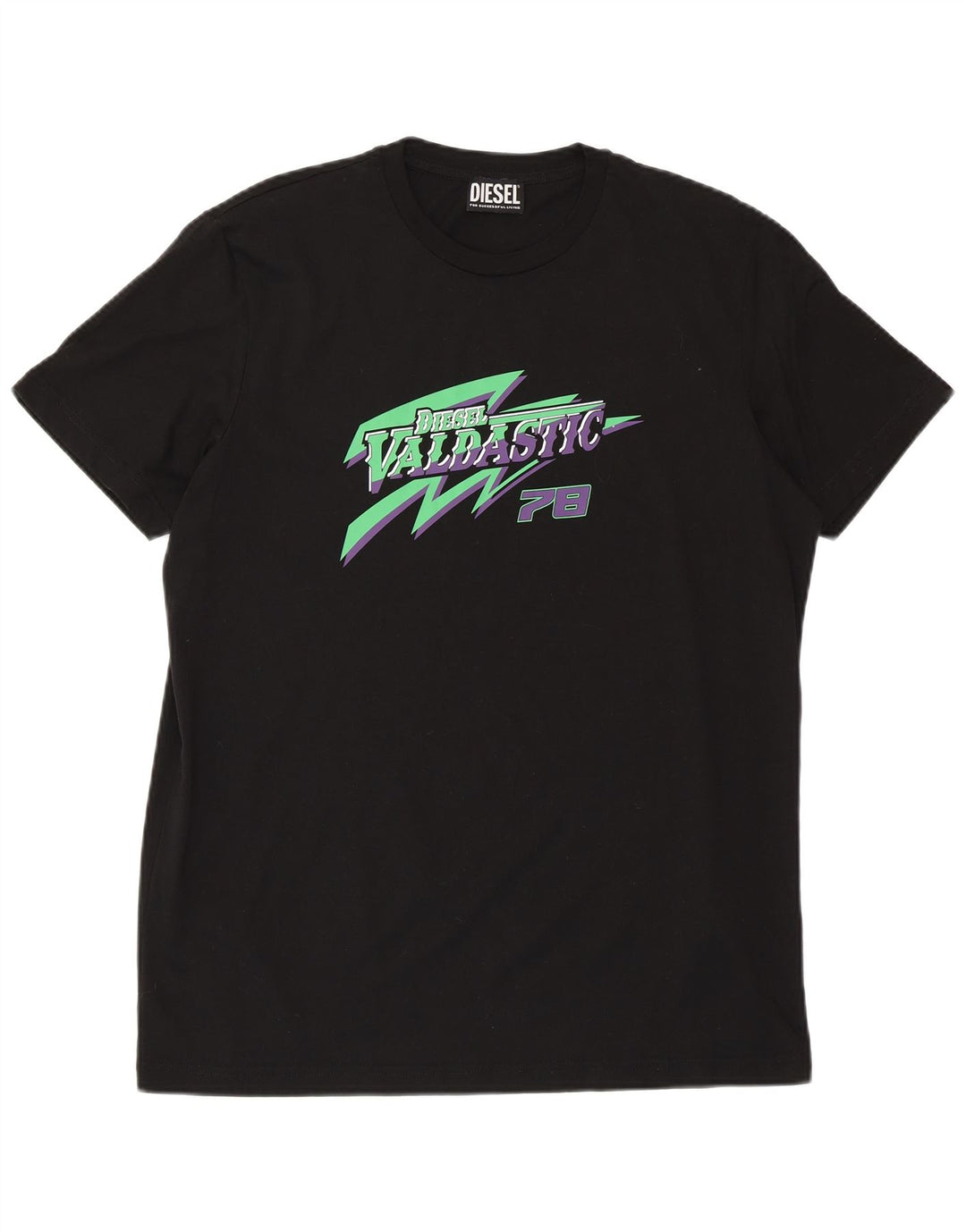 T-shirt grafica da uomo DIESEL Top grande in cotone nero