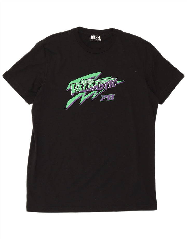 T-shirt grafica da uomo DIESEL Top grande in cotone nero