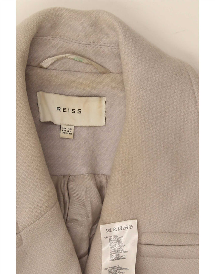 Cappotto corto doppiopetto da donna Reiss UK 14 grande lana grigia