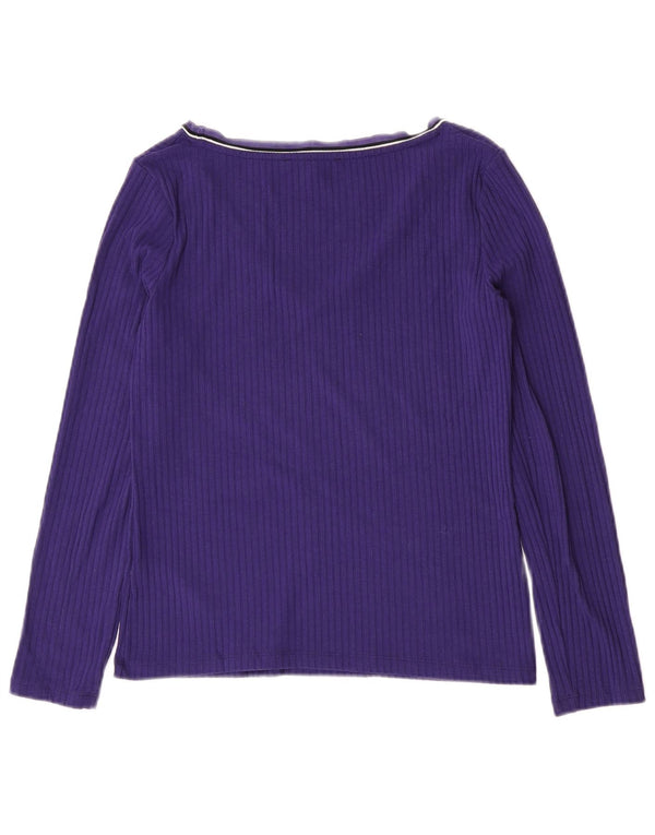 Marks & Spencer Top da donna a maniche lunghe UK 10 Small Viola Poliestere