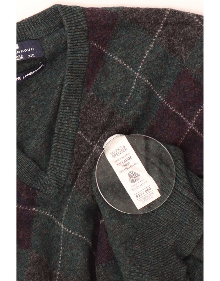 Maglione da uomo con scollo a V blu Harbour Marks & Spencer 2XL Verde