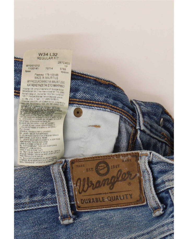 Jeans dritti da uomo Wrangler vestibilità regolare W34 L32 cotone blu