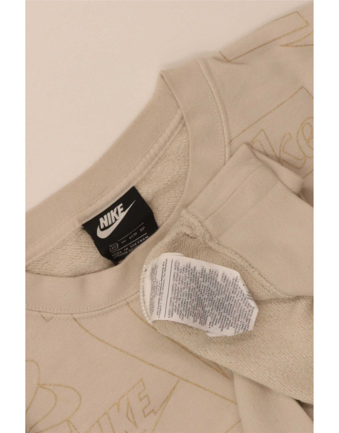 Felpa oversize con grafica corta Nike da donna UK 6 XS bianco sporco