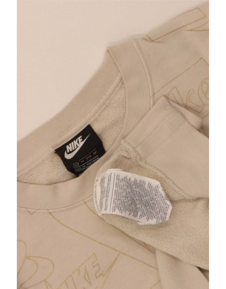 Felpa oversize con grafica corta Nike da donna UK 6 XS bianco sporco