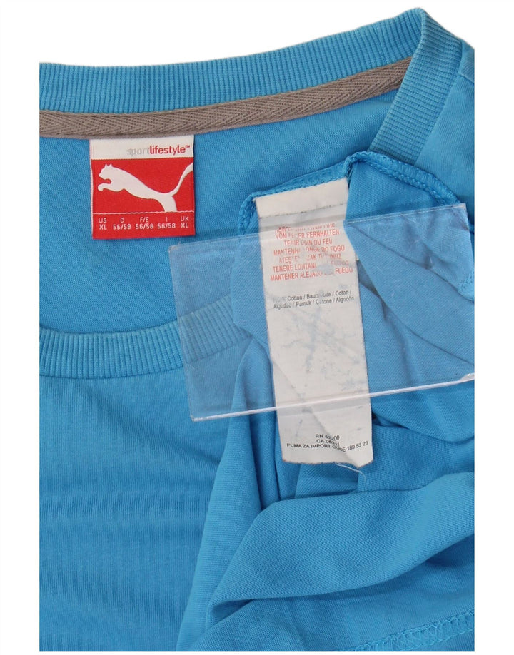 T-shirt grafica da uomo Puma Top XL in cotone blu