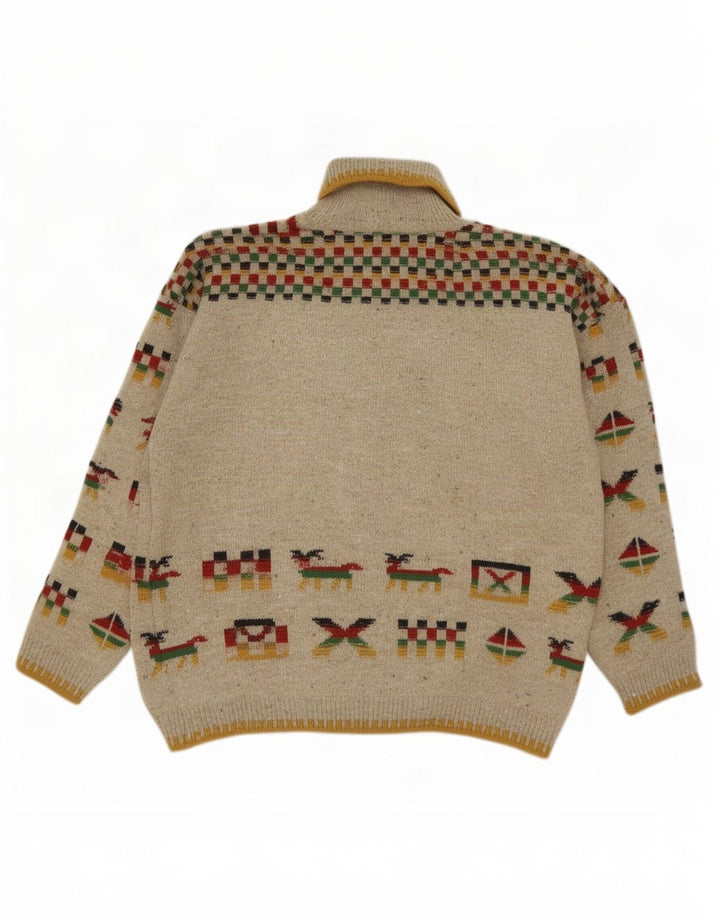 Maglione maglione da donna a collo alto Silvy IT 42 Novità geometrica beige medio