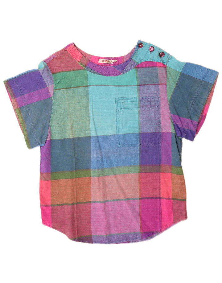 Top camicetta da donna Express UK 14 cotone a quadri multicolore medio