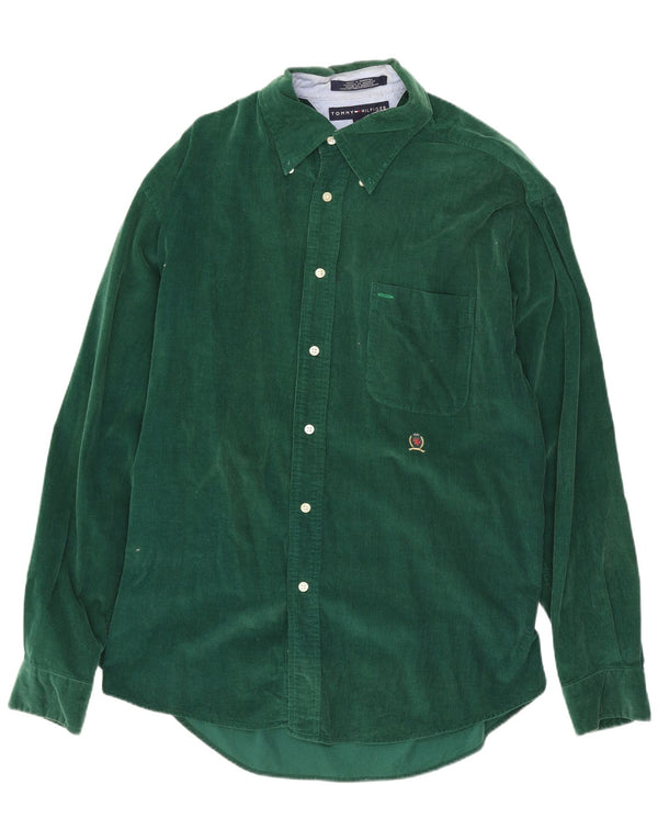 Camicia da uomo in velluto a coste Tommy Hilfiger grande cotone verde