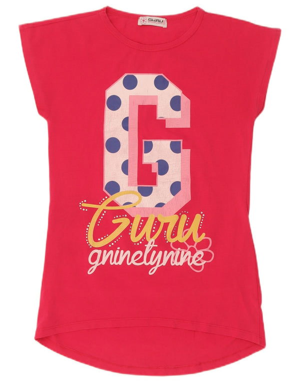 T-shirt grafica da donna Guru Top UK 12 cotone rosa medio