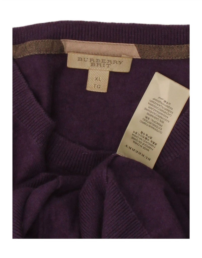 BURBERRY Mens BRIT Crew Neck Jumper Sweater XL Purple Cashmere Vintage Burberry and Second-Hand Burberry from Messina Hembry 