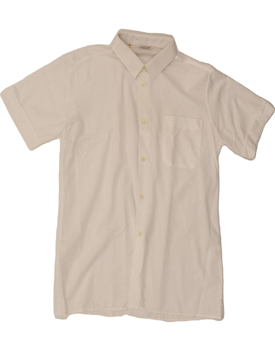 AGATEX Mens Short Sleeve Shirt UK 39 Medium White Check Cotton Vintage Agatex and Second-Hand Agatex from Messina Hembry 