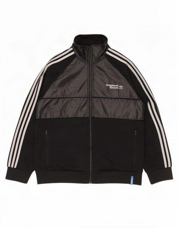 Giacca da ginnastica da uomo Adidas Large nera in poliestere