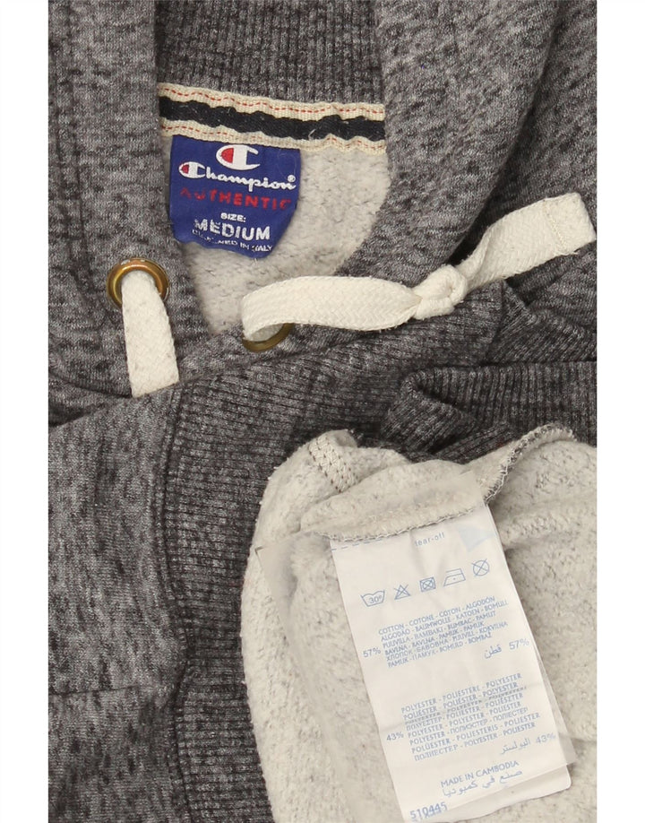 Maglione con cappuccio grafico da uomo Champion in cotone chiazzato grigio medio