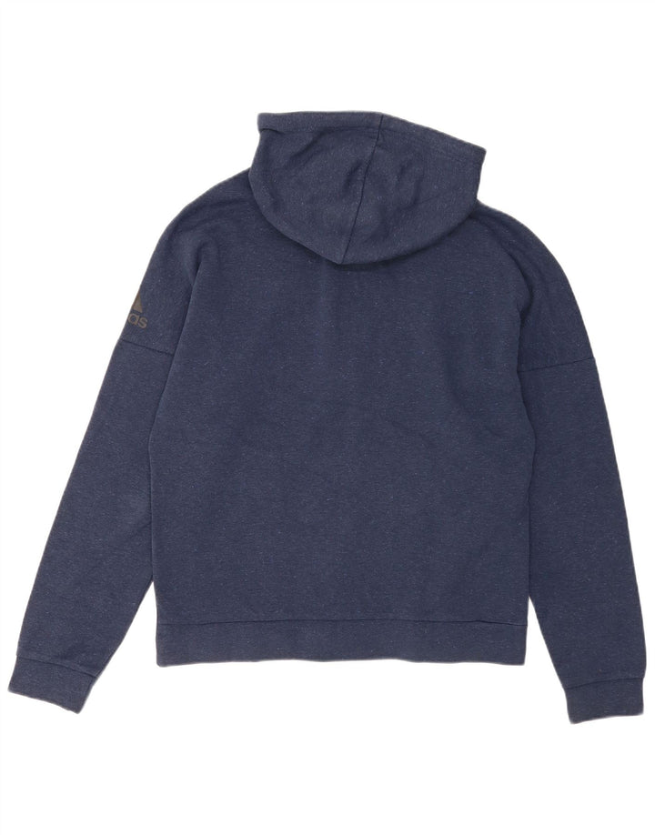 Maglione con cappuccio e zip da uomo Adidas medio blu navy screziato