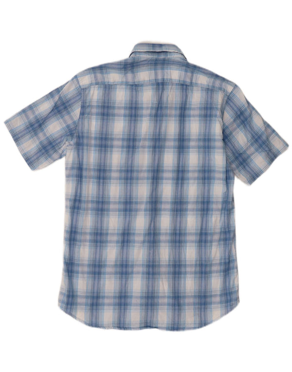Camicia Carrera da uomo a maniche corte vestibilità regolare in cotone a quadri blu medio