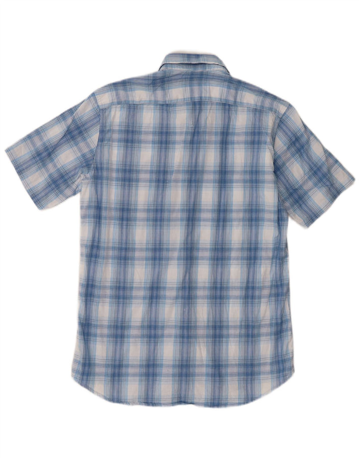 Camicia Carrera da uomo a maniche corte vestibilità regolare in cotone a quadri blu medio