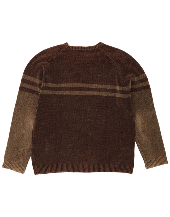 Maglione maglione girocollo da uomo Massimo Dutti XL cotone a righe marrone
