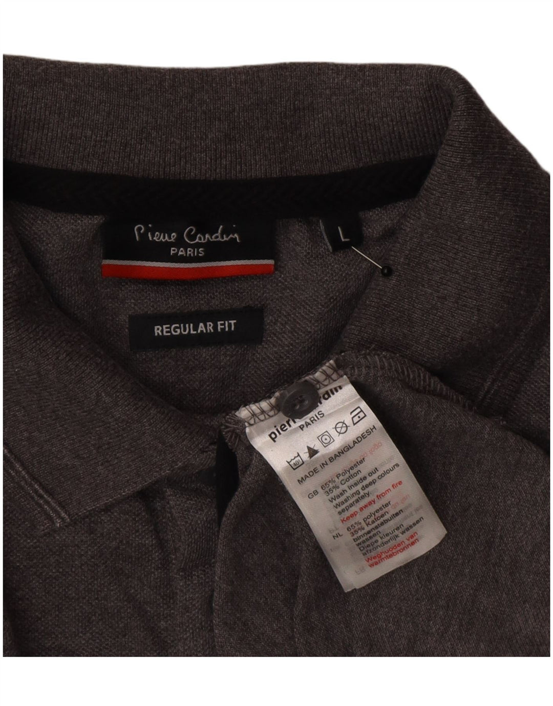Polo da uomo dalla vestibilità regolare Pierre Cardin, grande, in poliestere color block grigio
