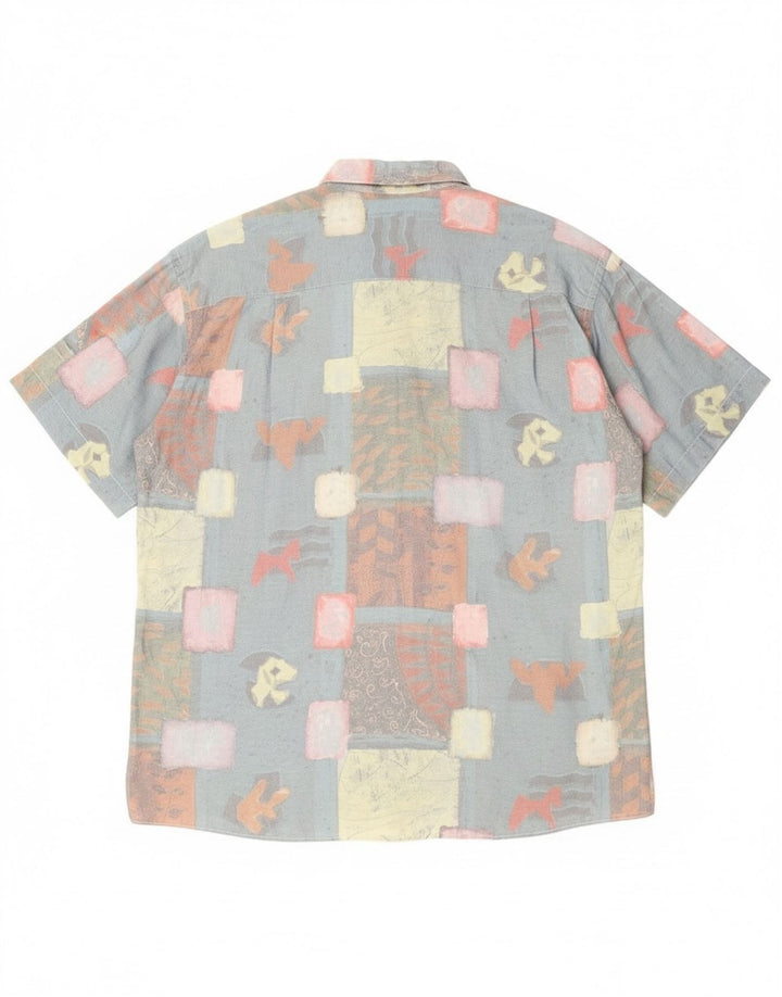 Camicia a maniche corte da uomo Canda taglia 41/42 16 1/2 grande patchwork blu
