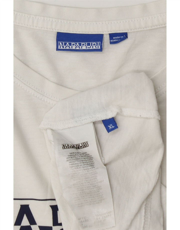 T-shirt grafica da uomo Napapijri Top XL in cotone bianco