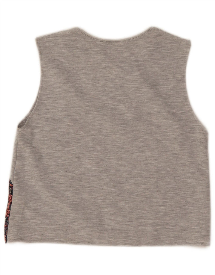 Top corto da donna Zara UK 10 piccolo poliestere floreale grigio