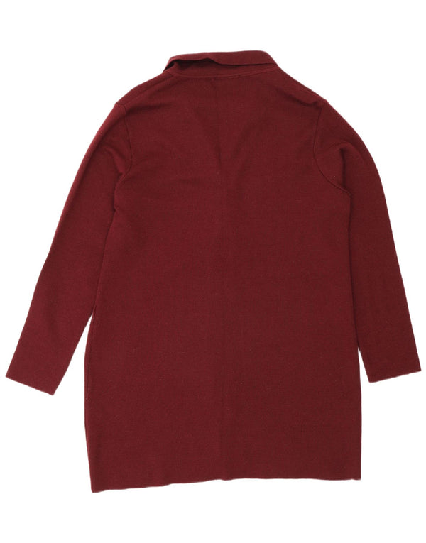 Maglione cardigan lungo da donna Zara UK 16 grande lana bordeaux