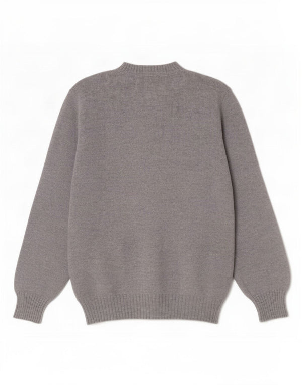 Maglione vintage da uomo con scollo a V, grande lana blu a rombi/diamante
