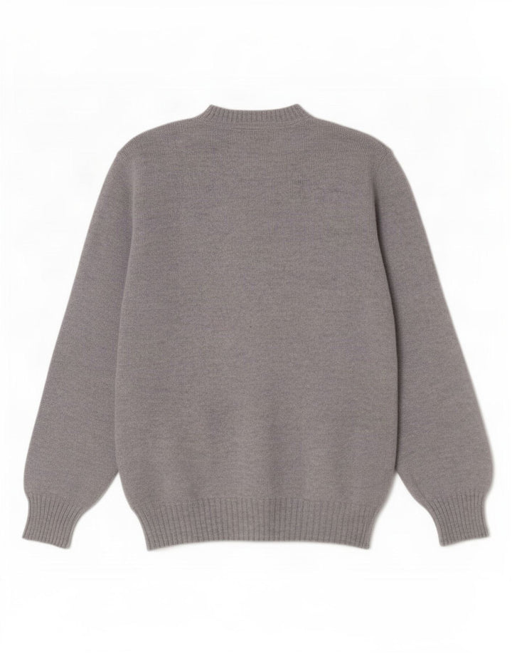 Maglione vintage da uomo con scollo a V, grande lana blu a rombi/diamante