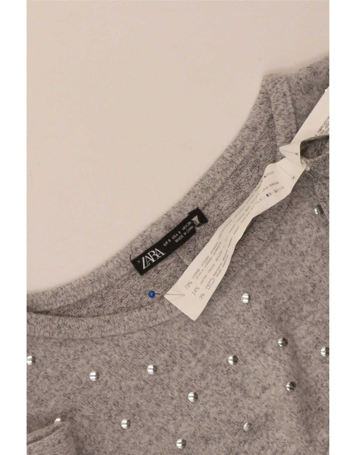 Abito basic a maniche lunghe da donna Zara UK 10 piccolo poliestere grigio