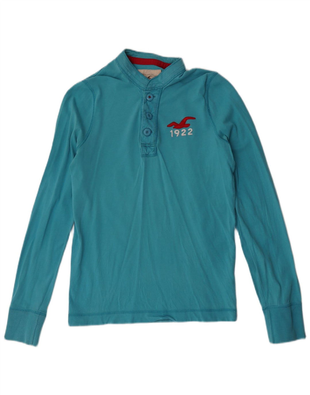 Top Hollister da donna a maniche lunghe UK 10 piccolo cotone blu