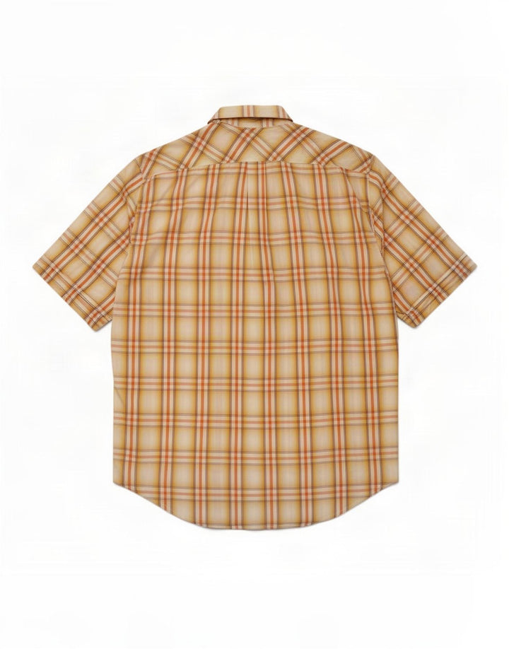 Camicia a maniche corte da uomo Marlboro Classics in cotone scozzese medio giallo