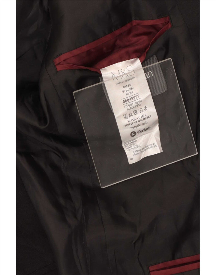 Giacca blazer a 2 bottoni da uomo Marks & Spencer UK 38 poliestere nero medio