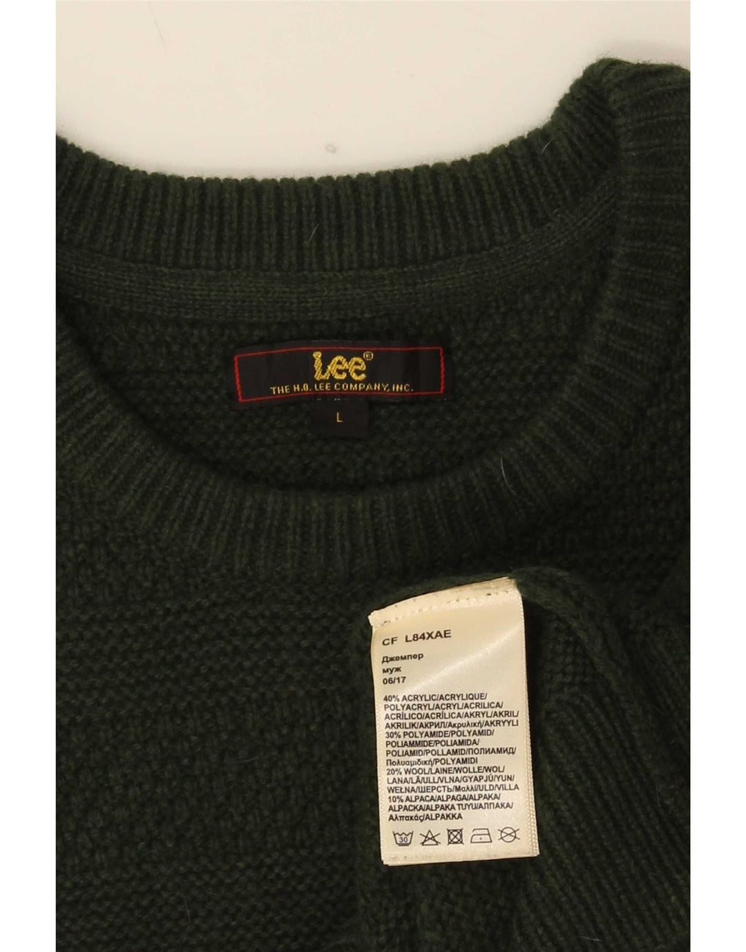 Maglione maglione girocollo da uomo Lee grande acrilico verde