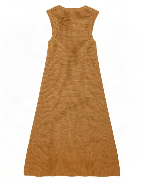 Maxi vestito maglione senza maniche da donna Zara UK 14 grande acrilico beige